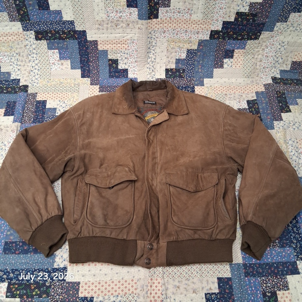 Vintage Wilsons Adventure Bound Suede Leather Bomber Jacket Mens Large Brown